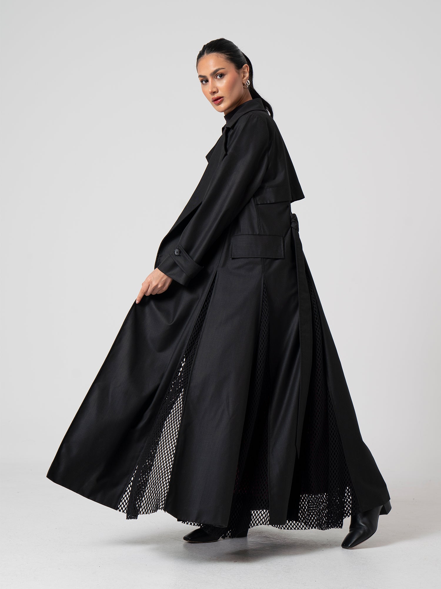 معطف ترنش فاخر - أسود