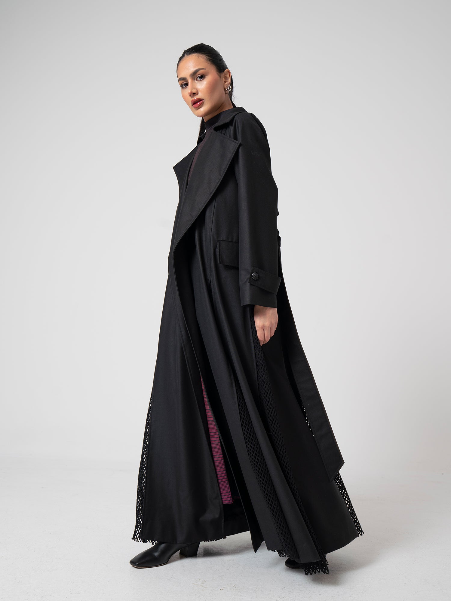 معطف ترنش فاخر - أسود