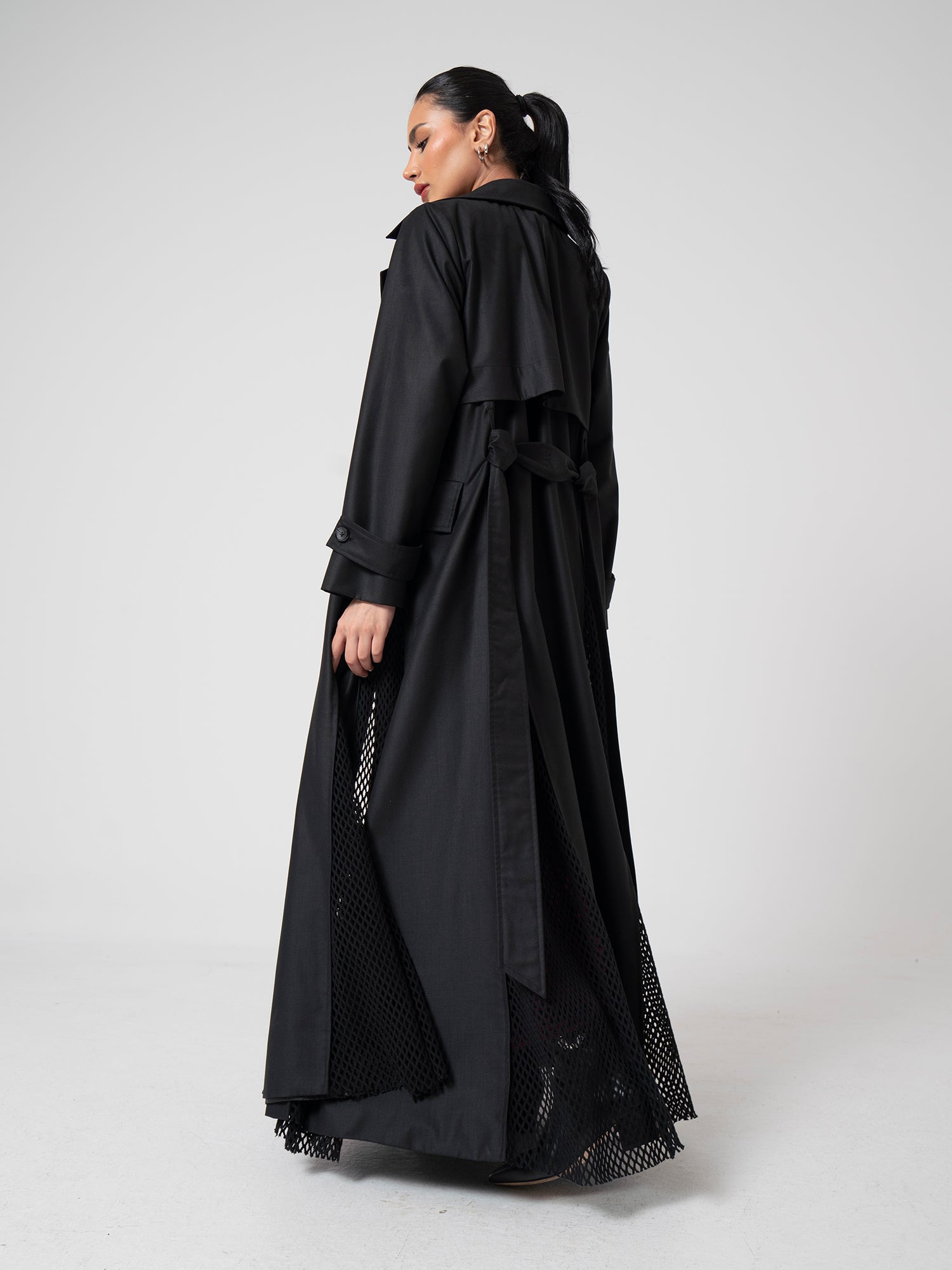 معطف ترنش فاخر - أسود