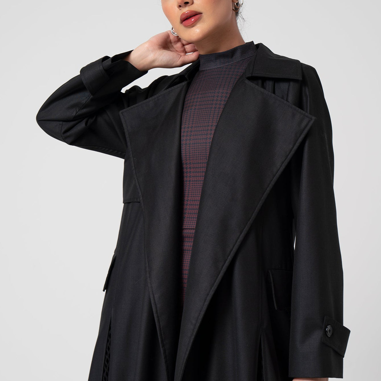 معطف ترنش فاخر - أسود