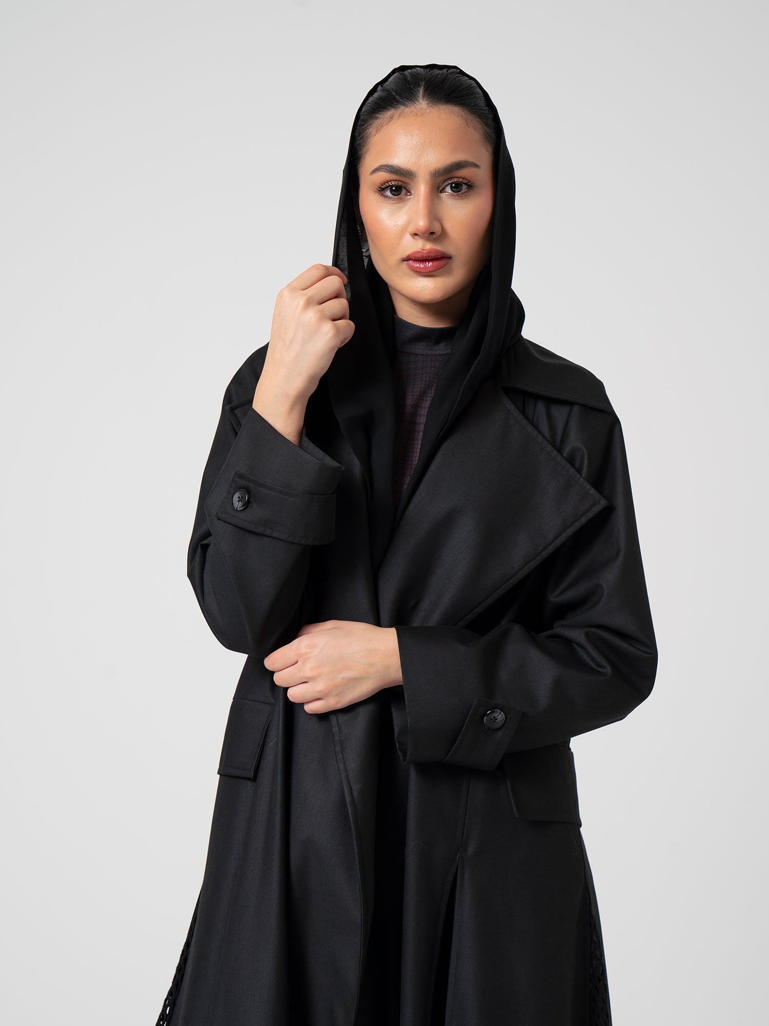 معطف ترنش فاخر - أسود