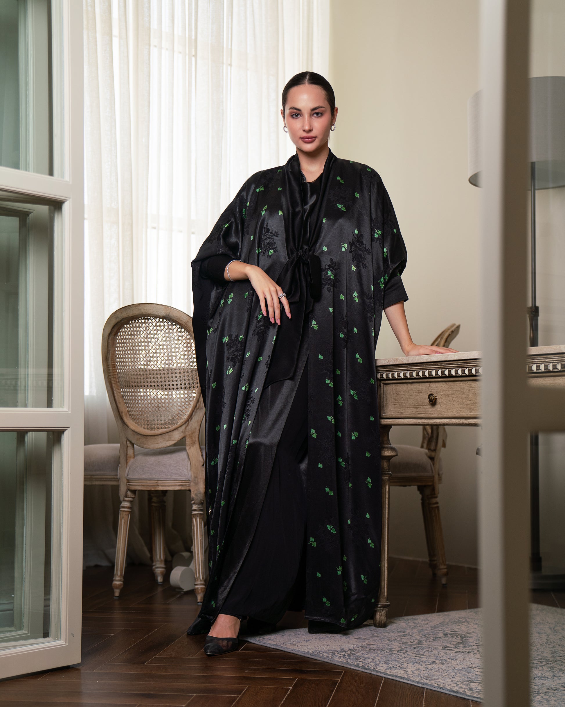 Silken Bloom - Black & Green