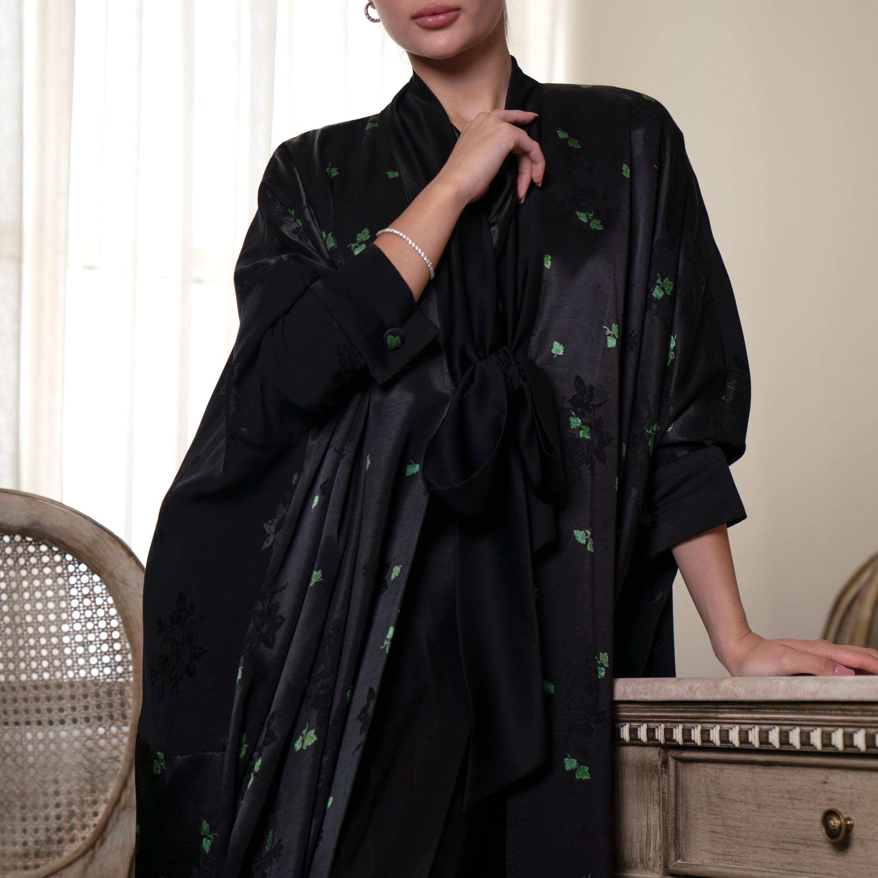 Silken Bloom - Black & Green