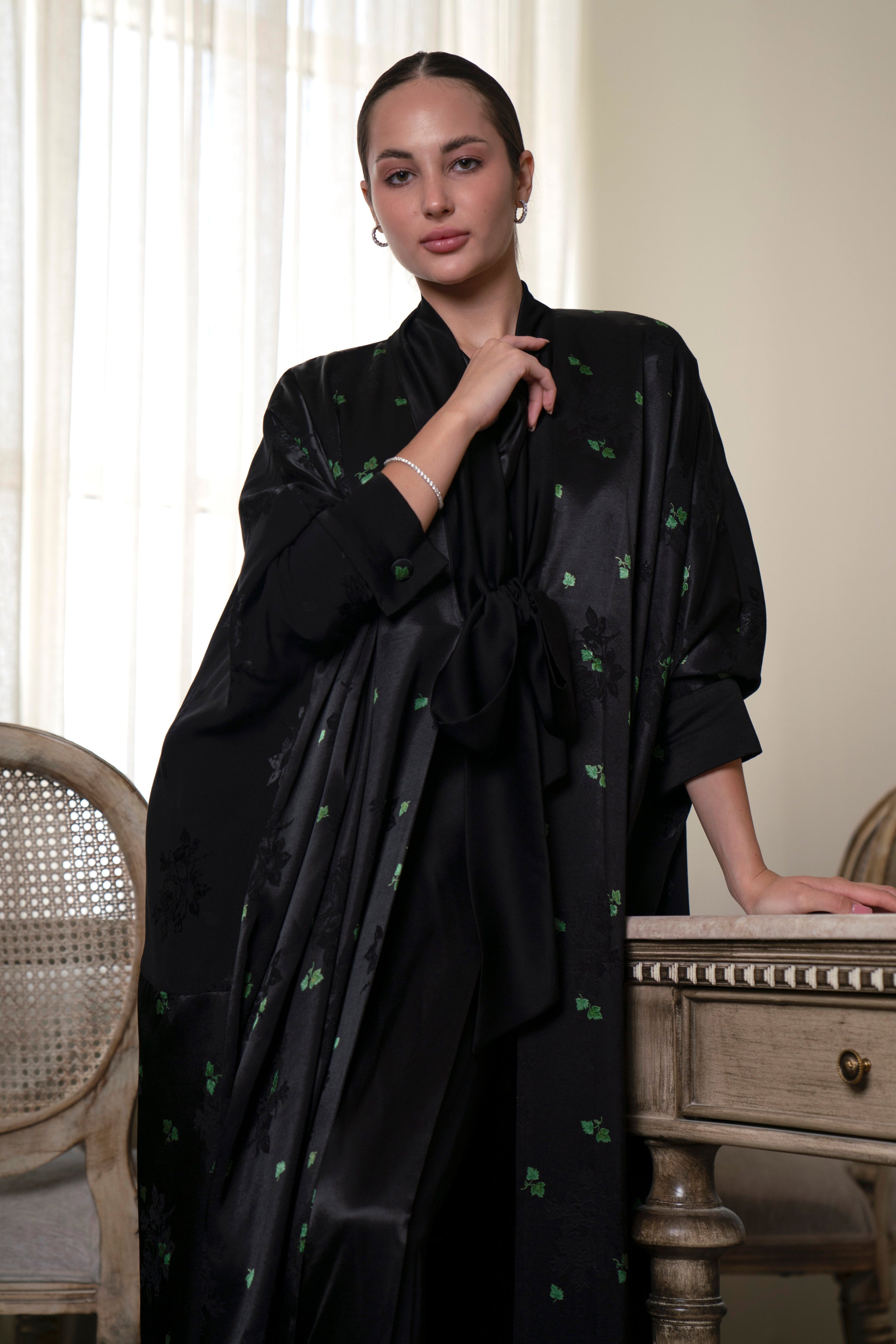 Silken Bloom - Black & Green