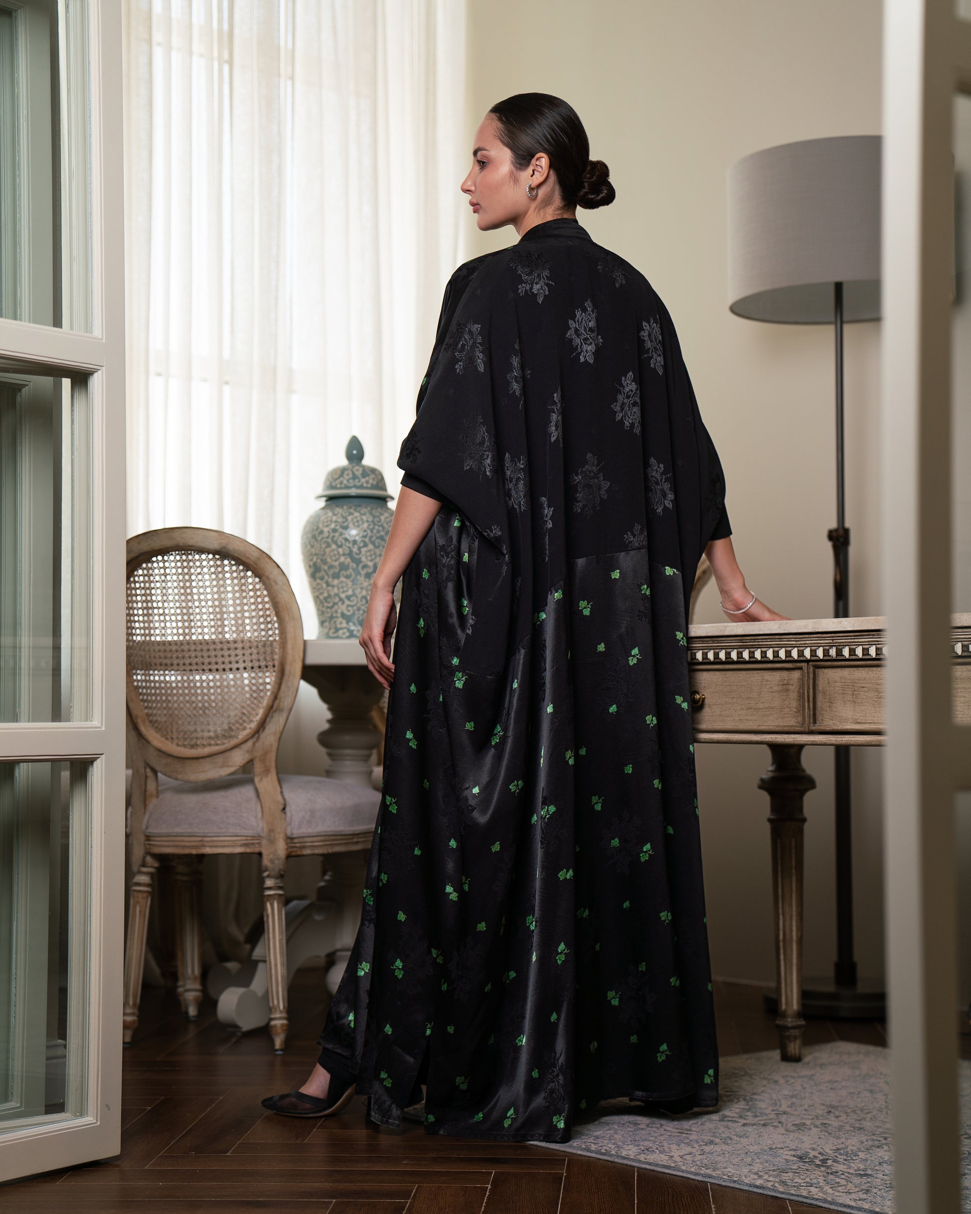 Silken Bloom - Black & Green