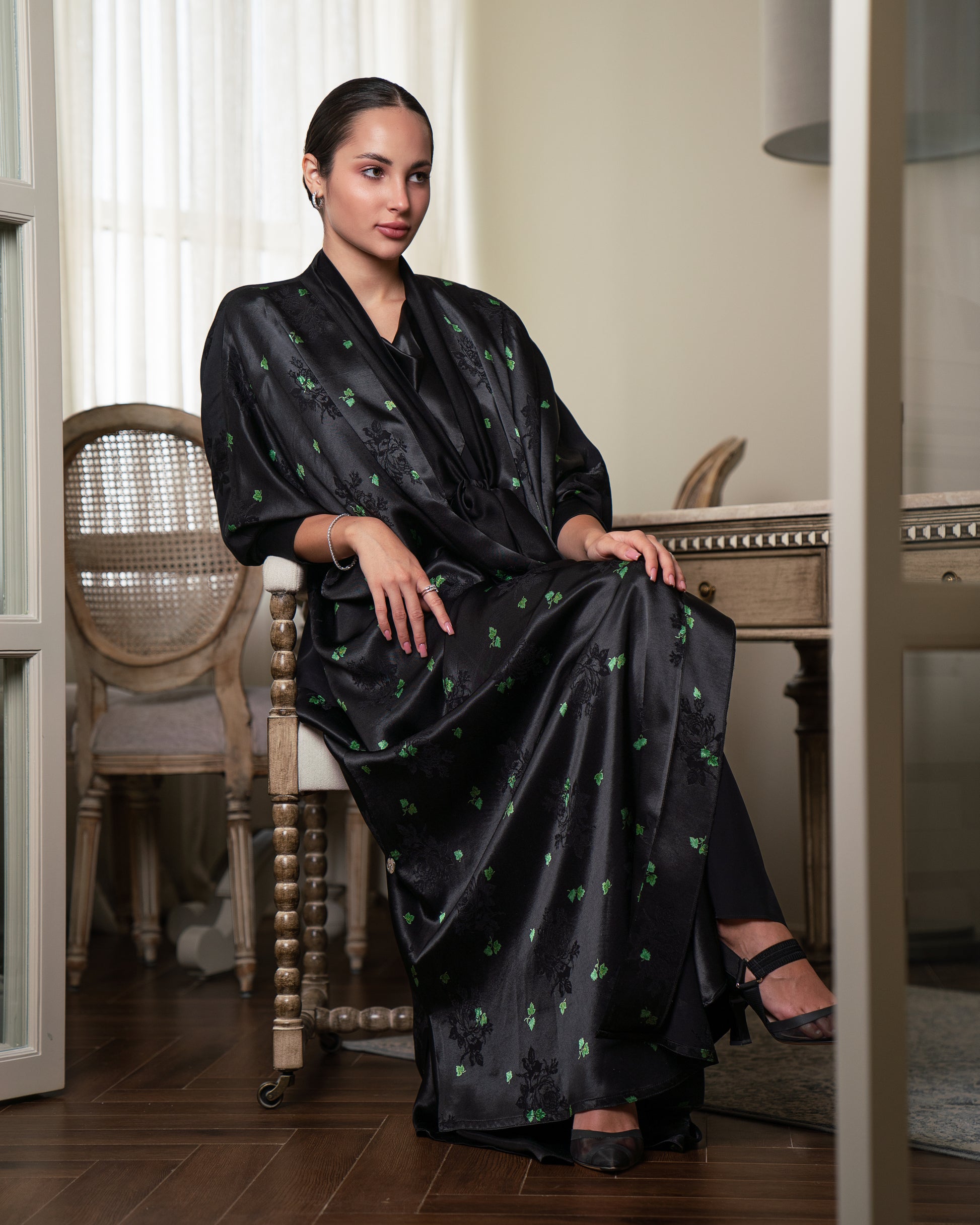 Silken Bloom - Black & Green