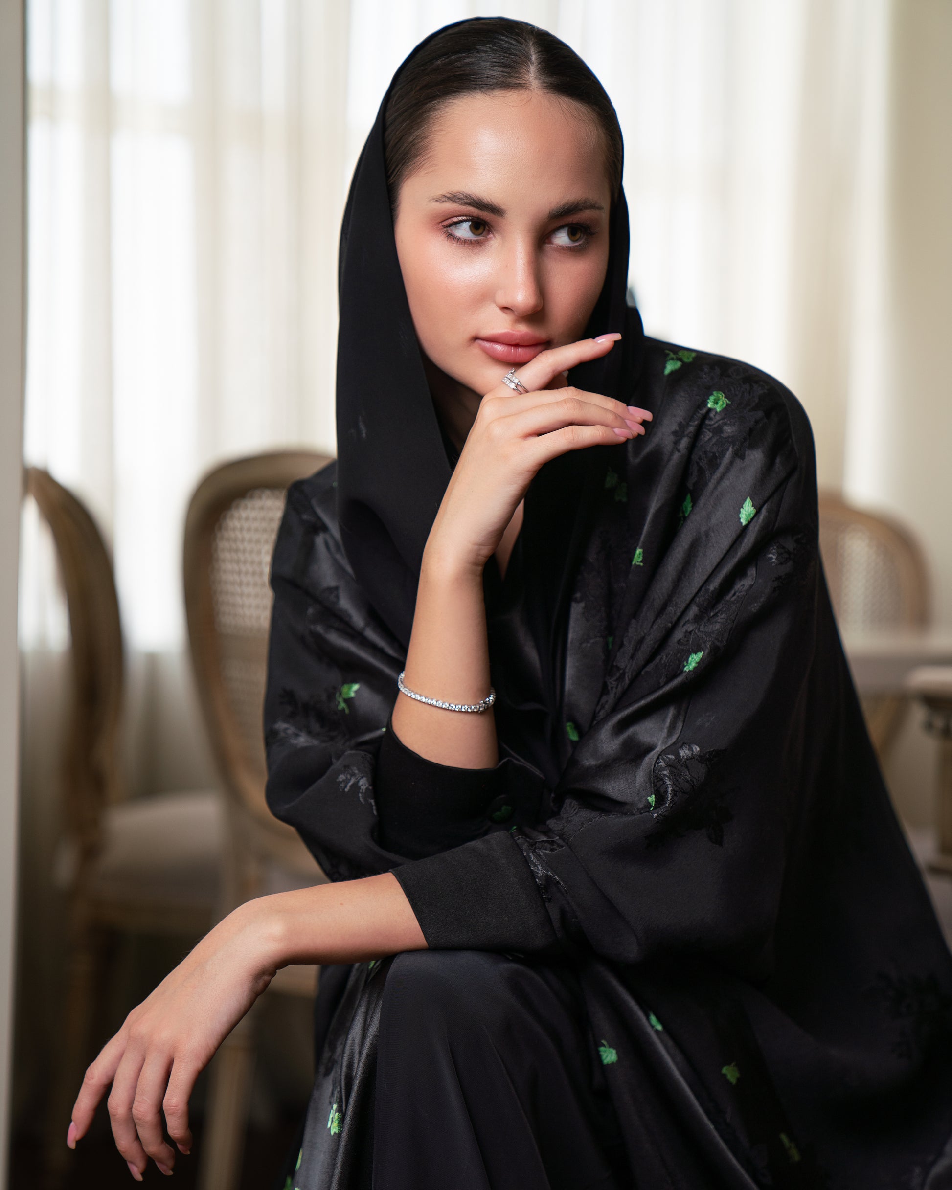 Silken Bloom - Black & Green